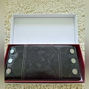 Hammitt Black & Brown Alligator design Wallet with Silver Studs